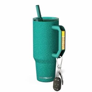FrostBuddy Thicc 40 ounce Teal Glitter Insulated Tumbler with Handle and Straw